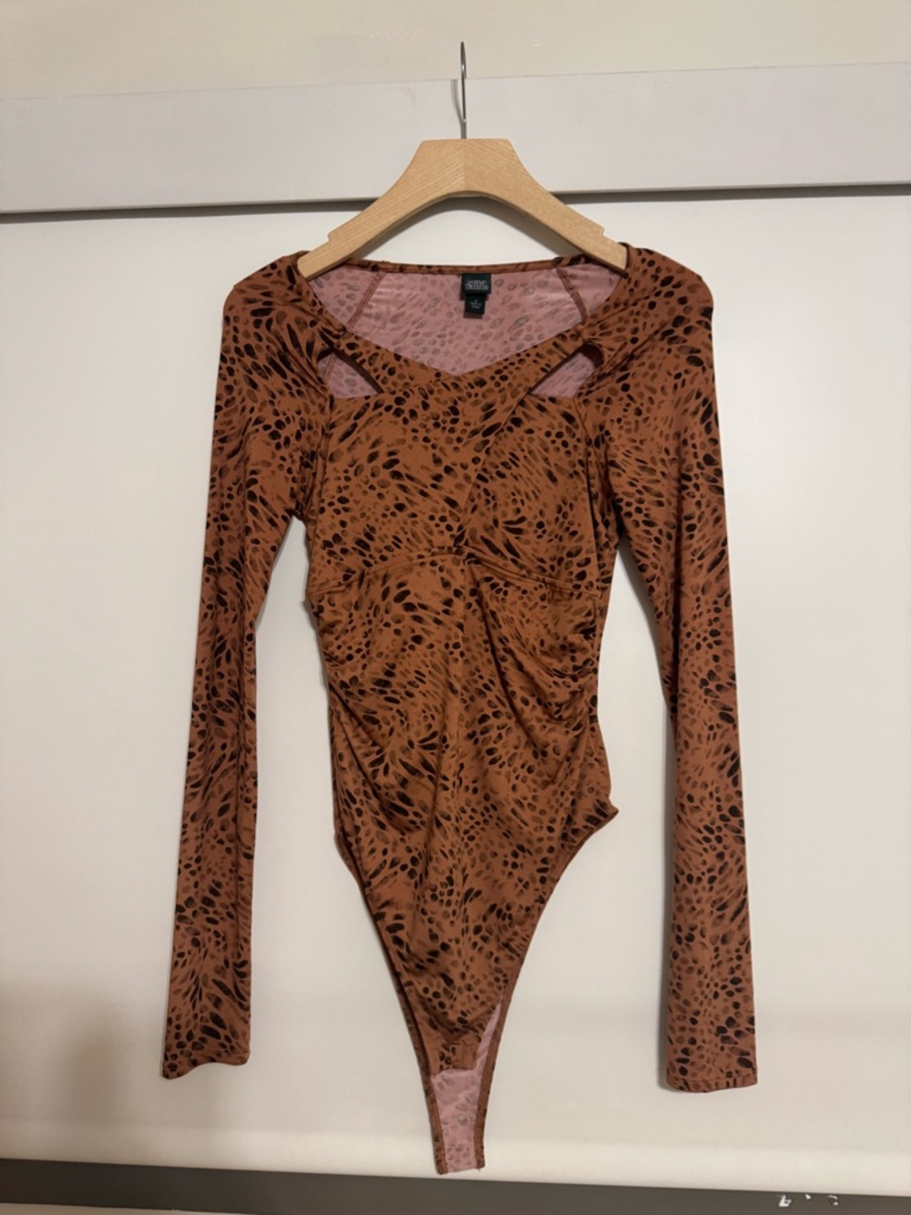 wild fable Brown Speckle Cutout Long Sleeve Bodysuit